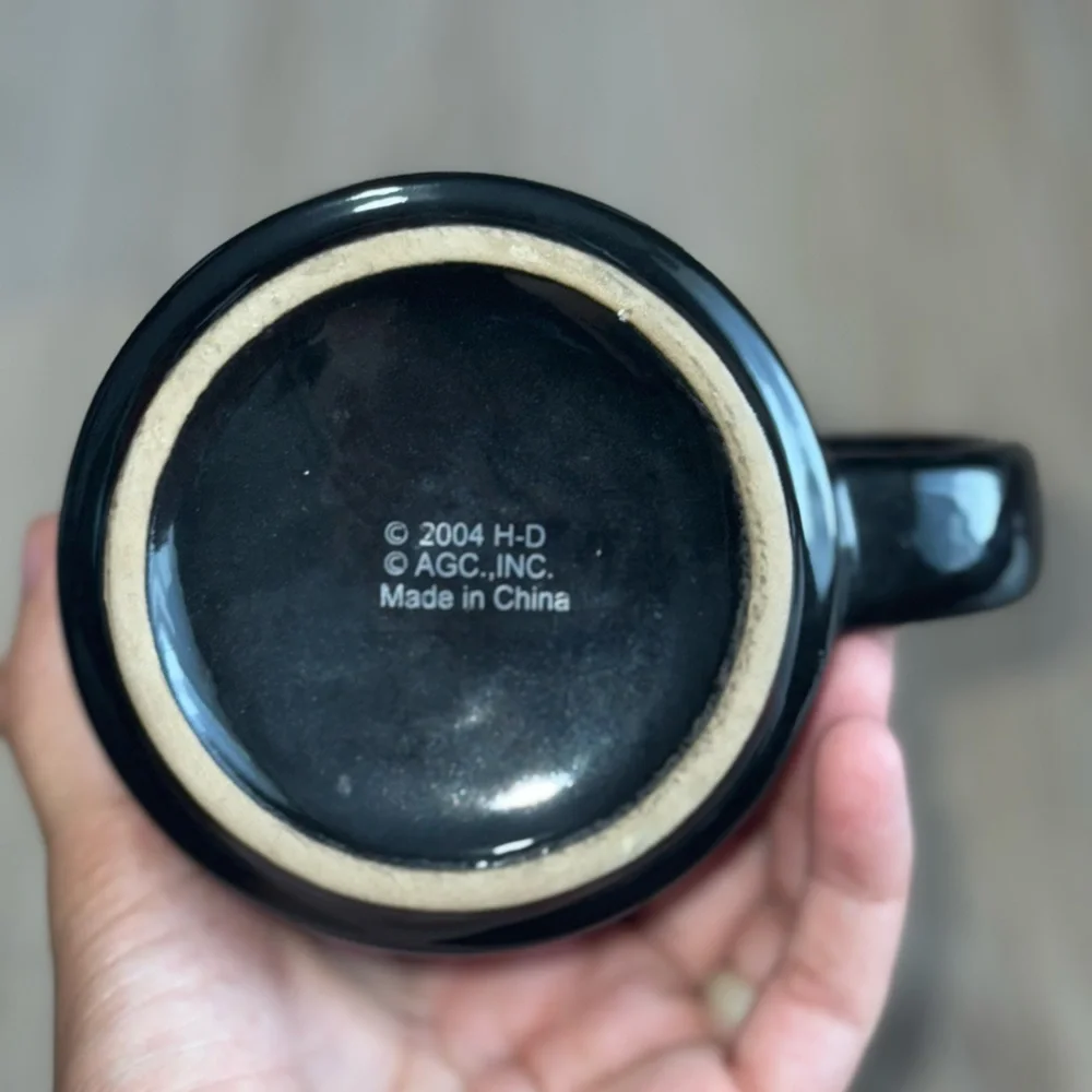 Large Black and Orange Flame Harley Davidson mug from 2004